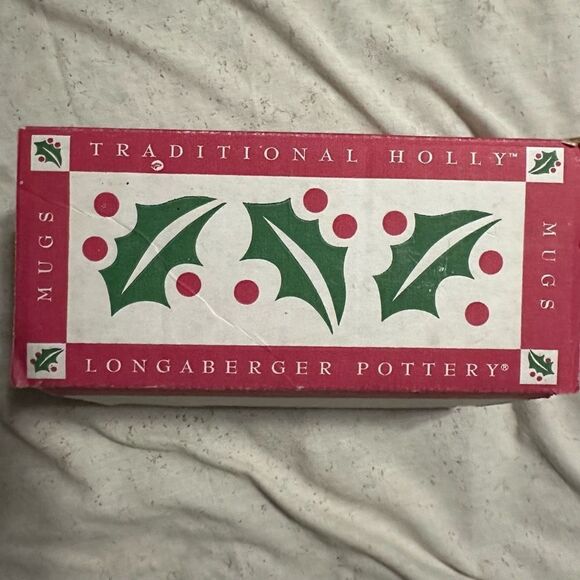 Longaberger Other - Longaberger Retired Traditional Holly Set of 2 Mugs Made in USA